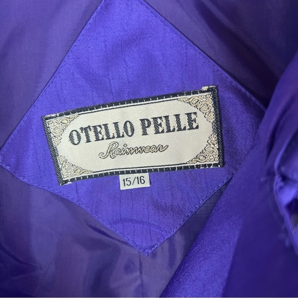 Vintage 80s Deep Purple Iridescent Long Trench Coat Rain Jacket 16 Metallic - Picture 13 of 15